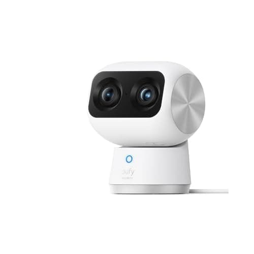 eufy Security 4K Indoor Cam S350, No Subscription, Dual Cameras, 8× Zoom, 360° Coverage, Works as a Pet Camera, Nanny/Senior/Baby Monitor, AI Auto-Tracking, Human/Pet/Cry Detection, 2.4/5 GH