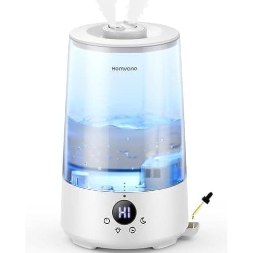 Homvana Humidifiers for Bedroom Home, 3.6 L Cool Mist Top-Fill 34H Super Long Time, Quiet 23dB, Baby Humidifier, Oil Diffuser for Large Room, House, Plant, Nursery, BPA FREE, Ultrasonic (Tra