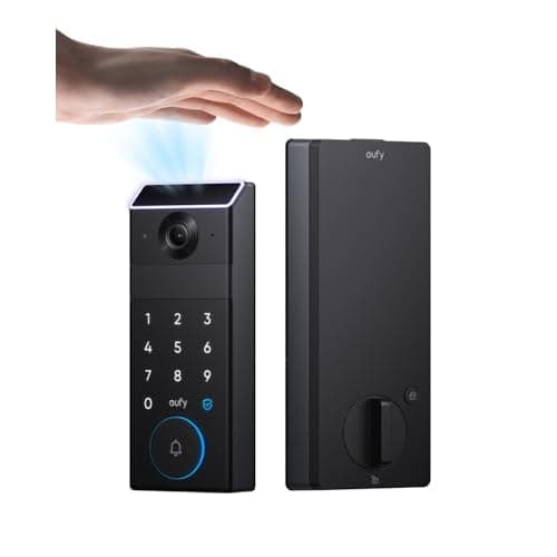 eufy Security Smart Lock FamiLock S3 with Palm Vein Recognition, Keyless Entry Door Lock for Front Door, Wi-Fi Keypad Deadbolt+ 2K HDR Doorbell Camera, 16 GB Built‑in Storage, BHMA 1, No Mon