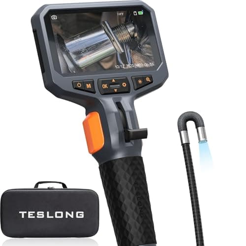 Teslong Two-Way Articulating Borescope with Light, Industrial Endoscope Inspection Camera with Articulated Probe, Flexible Mechanic Fiber Optic Snake Scope Cam for Wall Automotive Engine Ins