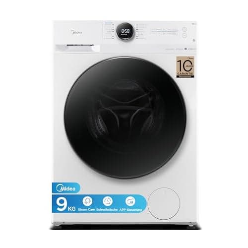 Midea MF200W90WB-14A Waschmaschine / 9KG / A/Leiser & effizienter Inverter Motor/HealthGuard-System/Steam Care/Nachlegefunktion/APP-Steuerung/AquaStop, Weiß 9KG Series 200 Plus
