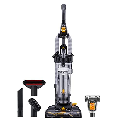 EUREKA PowerSpeed Lightweight Powerful Upright Vacuum Cleaner for Carpet and Hard Floor, Pet Turbo, Black,Yellow Yellow NEU181D with Pet Tool