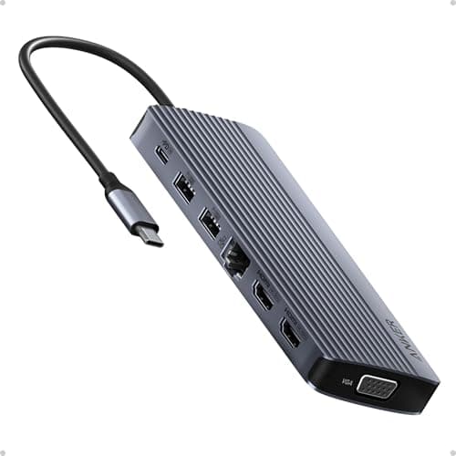 Anker Laptop Docking Station 3 Monitors, 14 in 1 USB C Hub, Triple Display USB C Docking Station with Dual 4K HDMI, 1080p VGA, 80W PD, USB-A/C Data Ports for Dell XPS and More (Charger not I